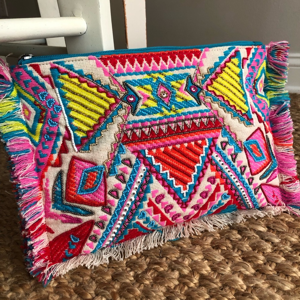 New: Tara Grinna Embroidered Fringe Clutch